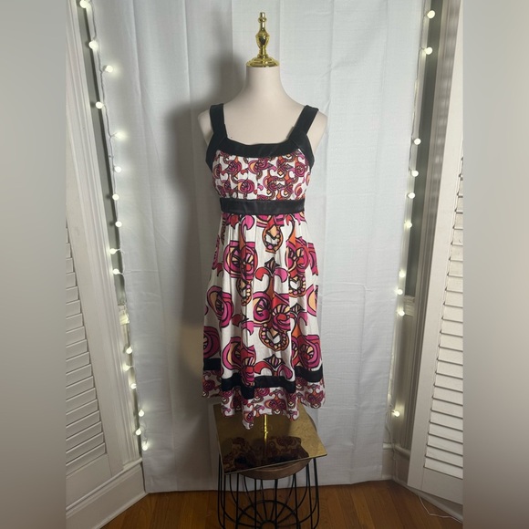 Sangria Black and Pink Asymmetrical Sundress - Picture 1 of 8